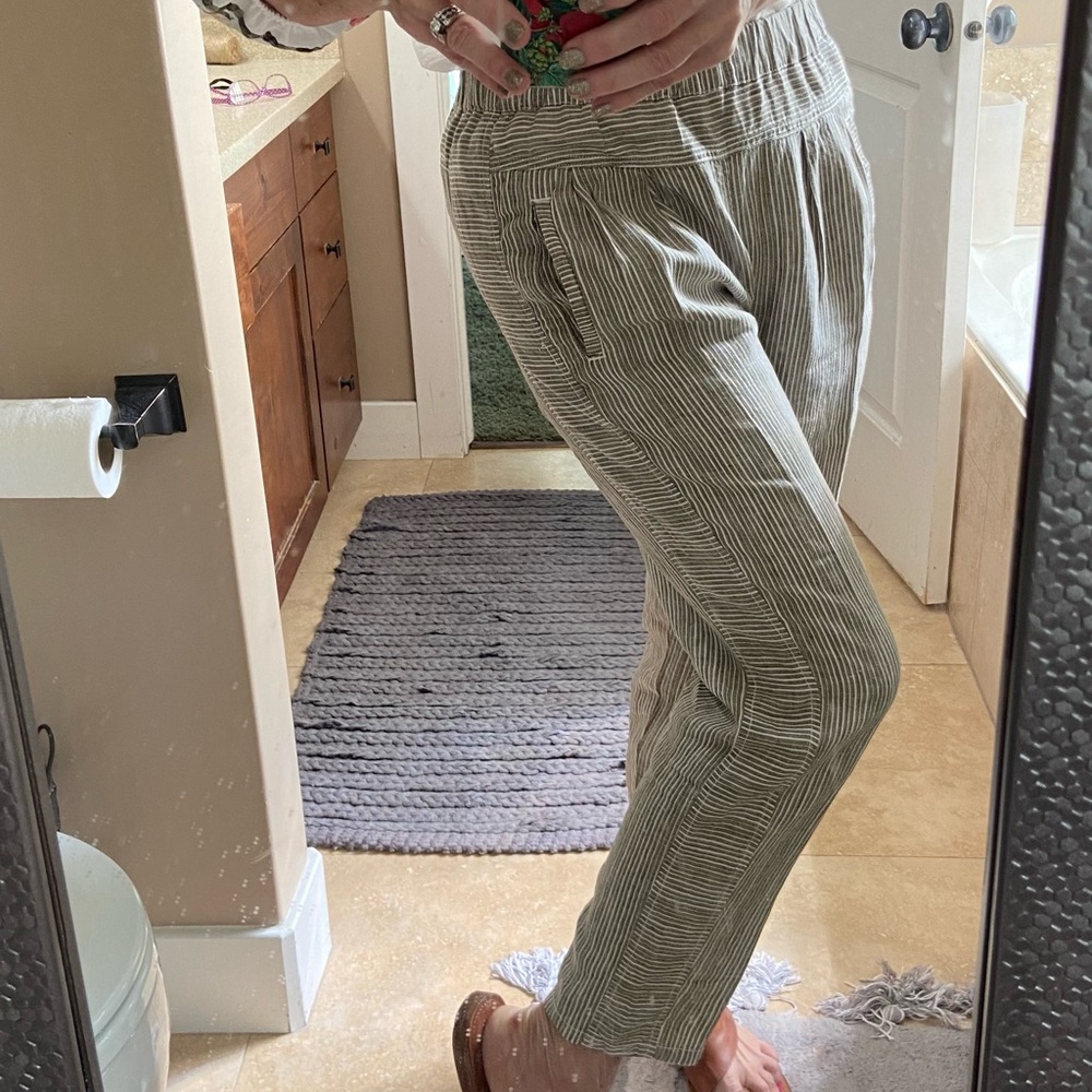 ANTHROPOLOGIE LINEN PINSTRIPED PANTS SIZE M